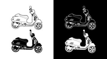 scooter matic motocicleta lado ver detallado vector ilustración contorno icono diseño