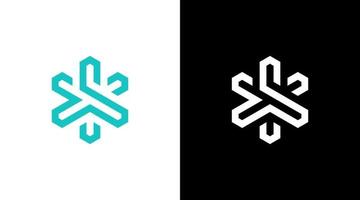 wrench tool logo and snowflakes vector monogram icon Design template