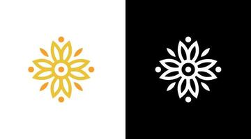 yellow flower logo nature vector monogram icon Design template