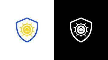 UV sun protection logo and shield icon Design template vector