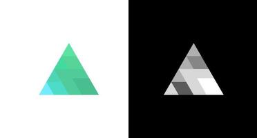 Green triangle prism logo construction monogram icon Design template vector