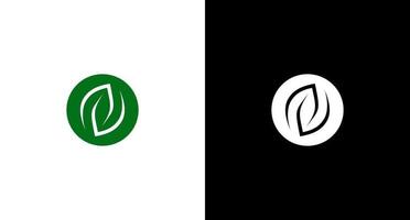 green Leaf nature logo vector monogram icon Design template
