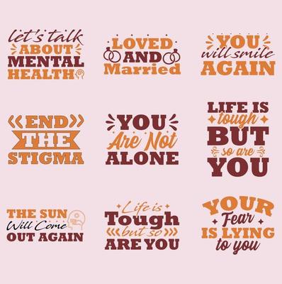 Mental Health Awareness Month - lettering quote. Modern linear hand written calligraphy, Drawn text for annual campaign in US. Medical health care design. Vector illustration