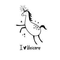 Doodle unicorn set. Hand drawn vector