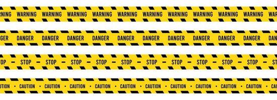 Caution, safety tape. Yellow, black stripe danger tape for atterntion, hazard ribbon. Police, construction area sign banner, barrier symbol vector