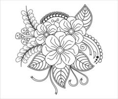 Mehndi Floral Coloring Page for Adult vector