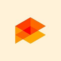 F Letter Overlay Logo Symbol Orange Digital Layer Square Isometric Stack vector