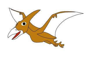 Pterodactyl Dinosaur With white background elements. Vector illustration.