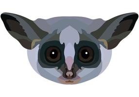 Galago face. The muzzle of a cute small mammal is depicted. Bright portrait on a white background. predictive graphics. animal logo. vector