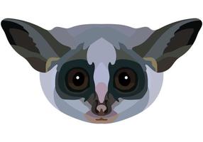 Galago face. The muzzle of a cute small mammal is depicted. Bright portrait on a white background. predictive graphics. animal logo. vector