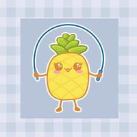 linda dibujos animados piña mano dibujado kawaii garabatear ilustración diseños vector