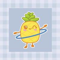 linda dibujos animados piña mano dibujado kawaii garabatear ilustración diseños vector