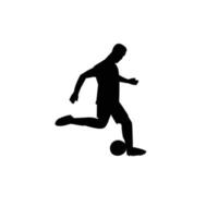 vector soccer player silhouette. player shooting.white background