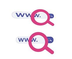 search icon on a internet. search icon on a web page. search on web page with magnifying glass icon and search engine on internet vector