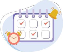 icono calendario con fecha calendario campana y alarma reloj vector
