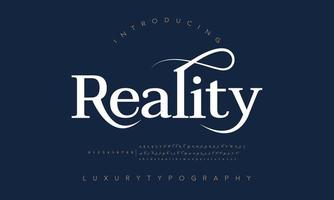 Reality fashion font alphabet. Minimal modern urban fonts for logo, brand etc. Typography typeface uppercase lowercase and number. vector illustration