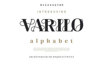 Varilo abstract digital alphabet font. Minimal technology typography, Creative urban sport fashion futuristic font and with numbers. vector illustration