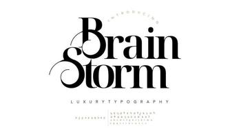 Brainstrom fashion font alphabet. Minimal modern urban fonts for logo, brand etc. Typography typeface uppercase lowercase and number. vector illustration