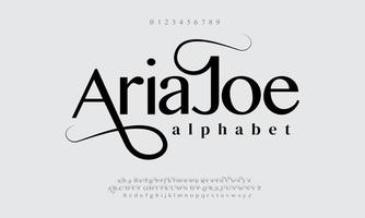 Aria joe modern abstract digital alphabet font. Minimal technology typography, Creative urban sport fashion futuristic font and with numbers. vector illustration