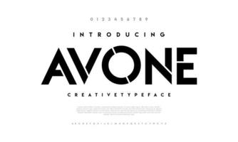 Avone fashion font alphabet. Minimal modern urban fonts for logo, brand etc. Typography typeface uppercase lowercase and number. vector illustration