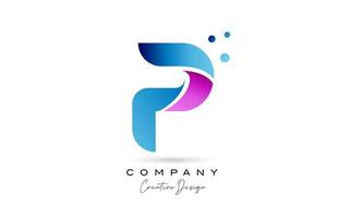 pink blue P alphabet letter logo icon design with gradient. Creative template for company and business vector