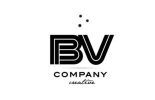 BV black and white combination alphabet bold letter logo with dots. Joined creative template design for company and business vector