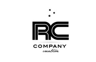 rc negro y blanco combinación alfabeto negrita letra logo con puntos unido creativo modelo diseño para empresa y negocio vector