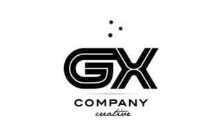 gx negro y blanco combinación alfabeto negrita letra logo con puntos unido modelo diseño para negocio y empresa vector