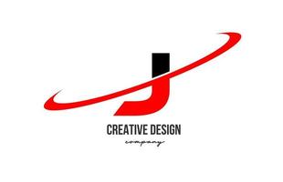 Red black J alphabet letter logo with big swoosh. Corporate creative template design for business and company vector