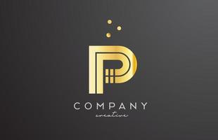 gold golden P alphabet letter logo with dots. Corporate creative template design for company and business vector