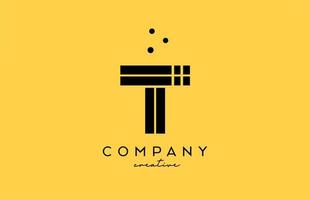 T yellow black alphabet letter logo with lines and dots. Corporate creative template design for company and business vector