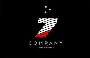 7 number logo with red white lines and dots. Corporate creative template design for business and company vector