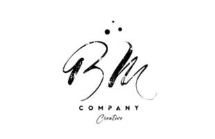 handwritten vintage BM alphabet letter logo icon combination design with dots vector