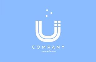 U blue white alphabet letter logo with lines and dots. Corporate creative template design for company and business vector