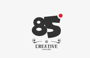 gris 85 número logo icono diseño con rojo punto. creativo modelo para empresa y negocio vector