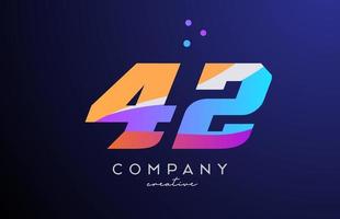 colored number 42 logo icon with dots. Yellow blue pink template design for a company and busines vector