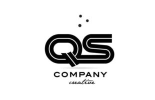 QS black and white combination alphabet bold letter logo with dots. Joined template design for business and company vector