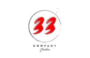 red grey 33 number letter logo icon design with dots and circle. Grunge creative gradient for business and company vector