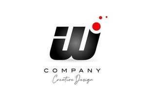 black and white W alphabet letter logo with red dot. Corporate creative template design for business and company vector