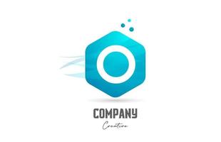 hexagon O letter alphabet logo icon design with blue color and dots. Creative template for company and business vector