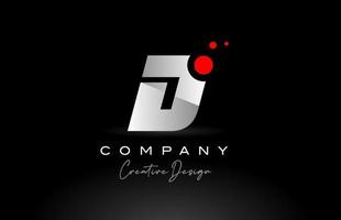 D alphabet letter logo with red dot and black and white color. Corporate creative template design for company and business vector