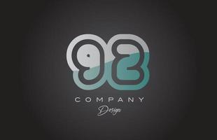 92 green grey number logo icon design. Creative template for company and business vector