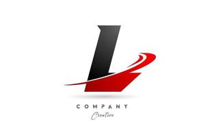 negro gris l alfabeto letra logo icono diseño con rojo silbido. creativo modelo para empresa y negocio vector