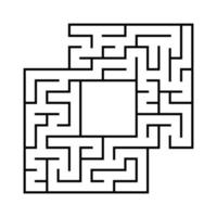 Square maze. Game for kids. Funny labyrinth. Education developing worksheet. Activity page. Puzzle for children. Riddle for preschool. Logical conundrum. Vector illustration.