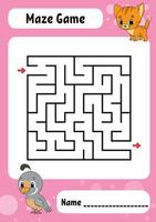 Square maze. Game for kids. Funny labyrinth. Education developing worksheet. Activity page. Puzzle for children. cartoon style. Riddle for preschool. Logical conundrum. Vector illustration.