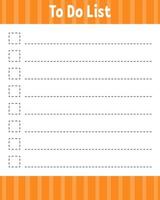 To do list. Printable template. Lined sheet. Handwriting paper. For diary, planner, checklist, wish list. Vector illustration.