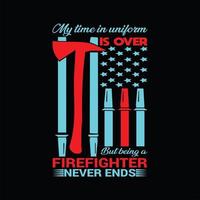 Firefighter T-shirt Design vector