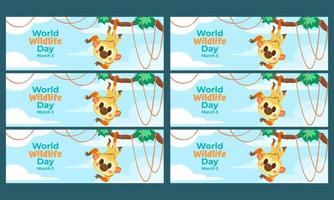 world wildlife day banner template set vector flat design