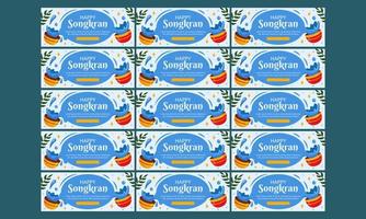 happy songkran festival banner set vector flat design