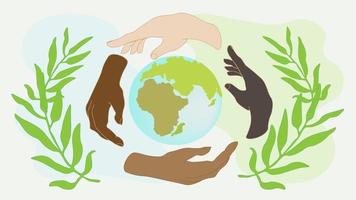 Eco friendly energy green Nature.Ecology organic symbol environmen Earth day.Eco friendly people hand.Environmental alternative energy. vector